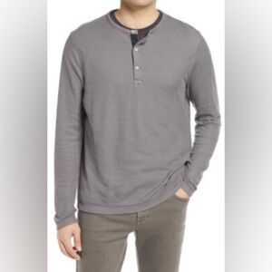 Nordstrom’s 1901 Men's Gray Long Sleeve Striped Henley NWT Large Casual